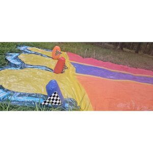 Triple racer water slide THREE racing lanes w/ Water-spraying bumpers by Banzai